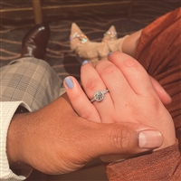 Rounded Pave Halo Diamond Engagement Ring